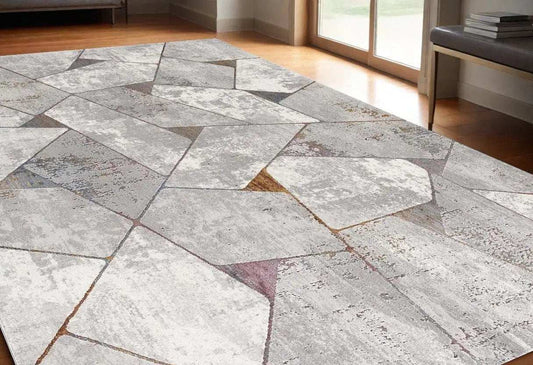 5' X 8' Grey Geometric Area Rug - Homeroots - Flyclothing LLC