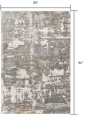 5' X 8' Beige And Gray Distressed Area Rug - Homeroots - Flyclothing LLC