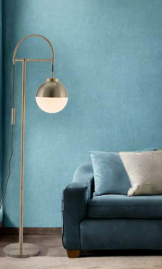 White and Brushed Bronze Crossed Floor Lamp - Homeroots - Flyclothing LLC