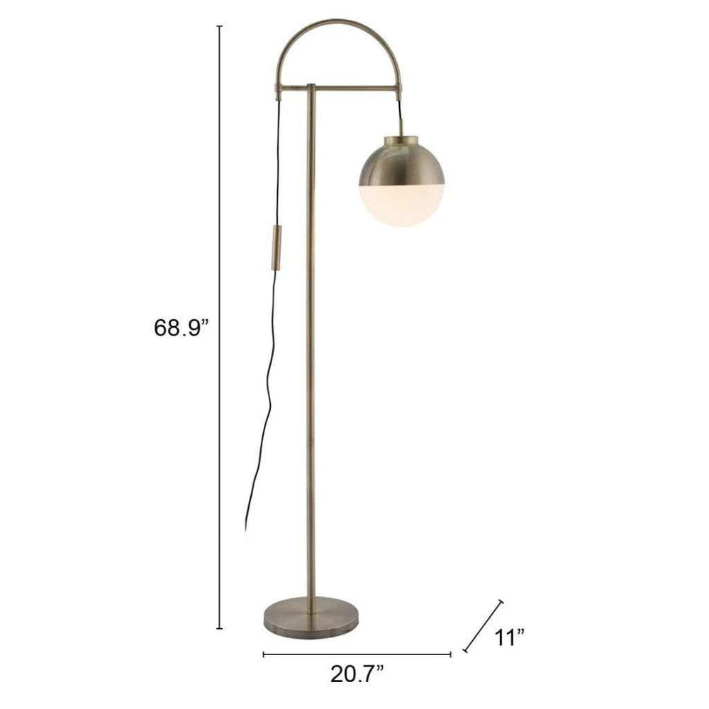 White and Brushed Bronze Crossed Floor Lamp - Homeroots - Flyclothing LLC