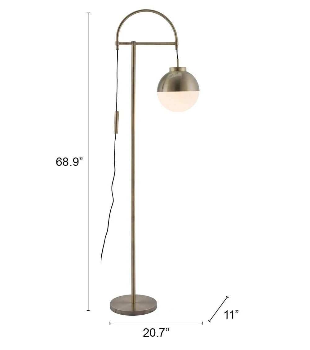 White and Brushed Bronze Crossed Floor Lamp - Homeroots - Flyclothing LLC