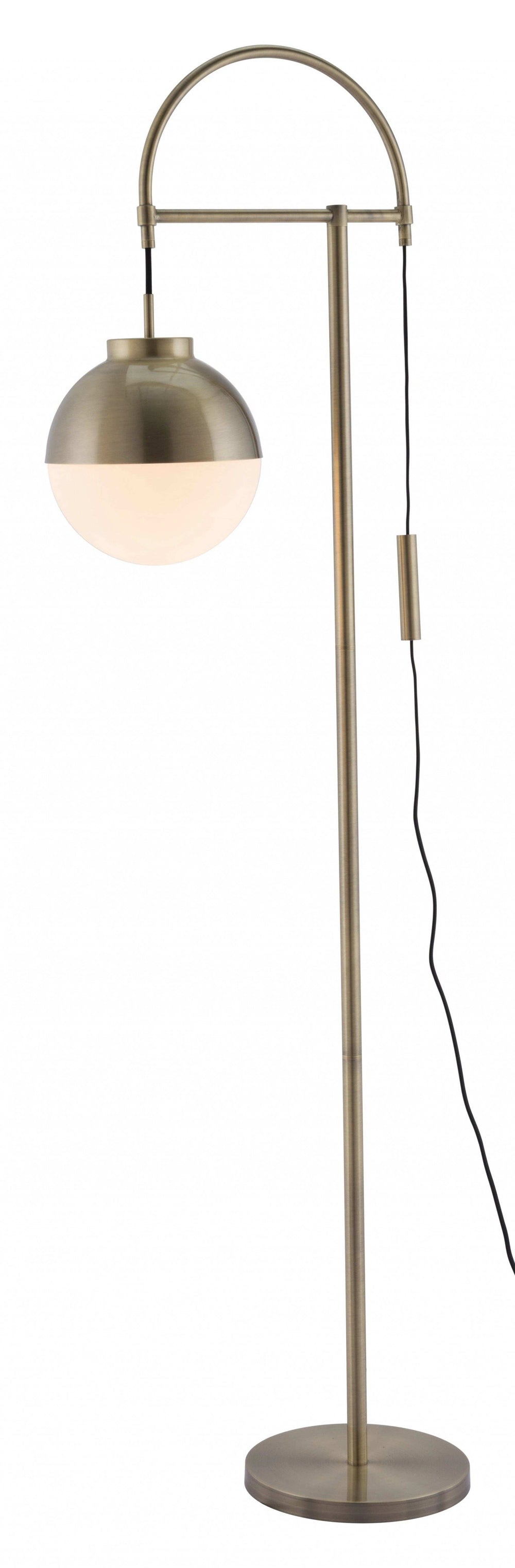 White and Brushed Bronze Crossed Floor Lamp - Homeroots - Flyclothing LLC