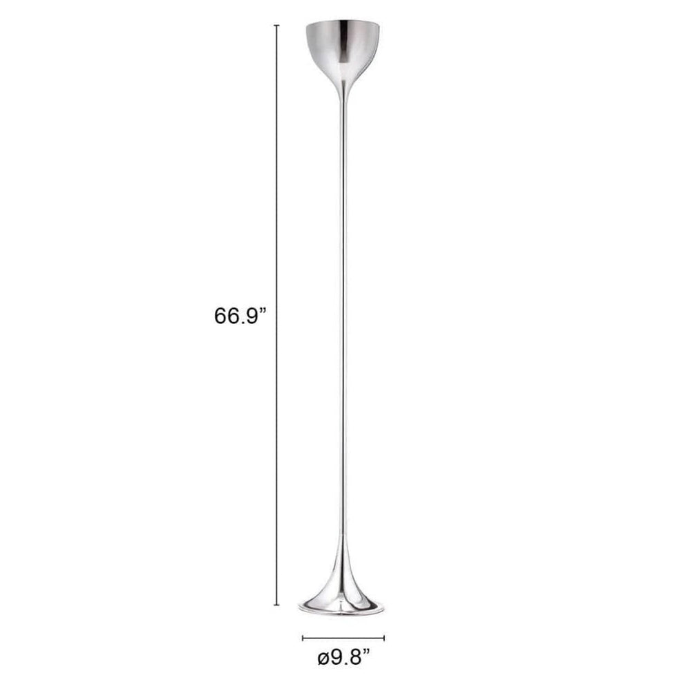 67" Steel Floor Lamp With Silver Steel Bell Shade - Homeroots - Flyclothing LLC