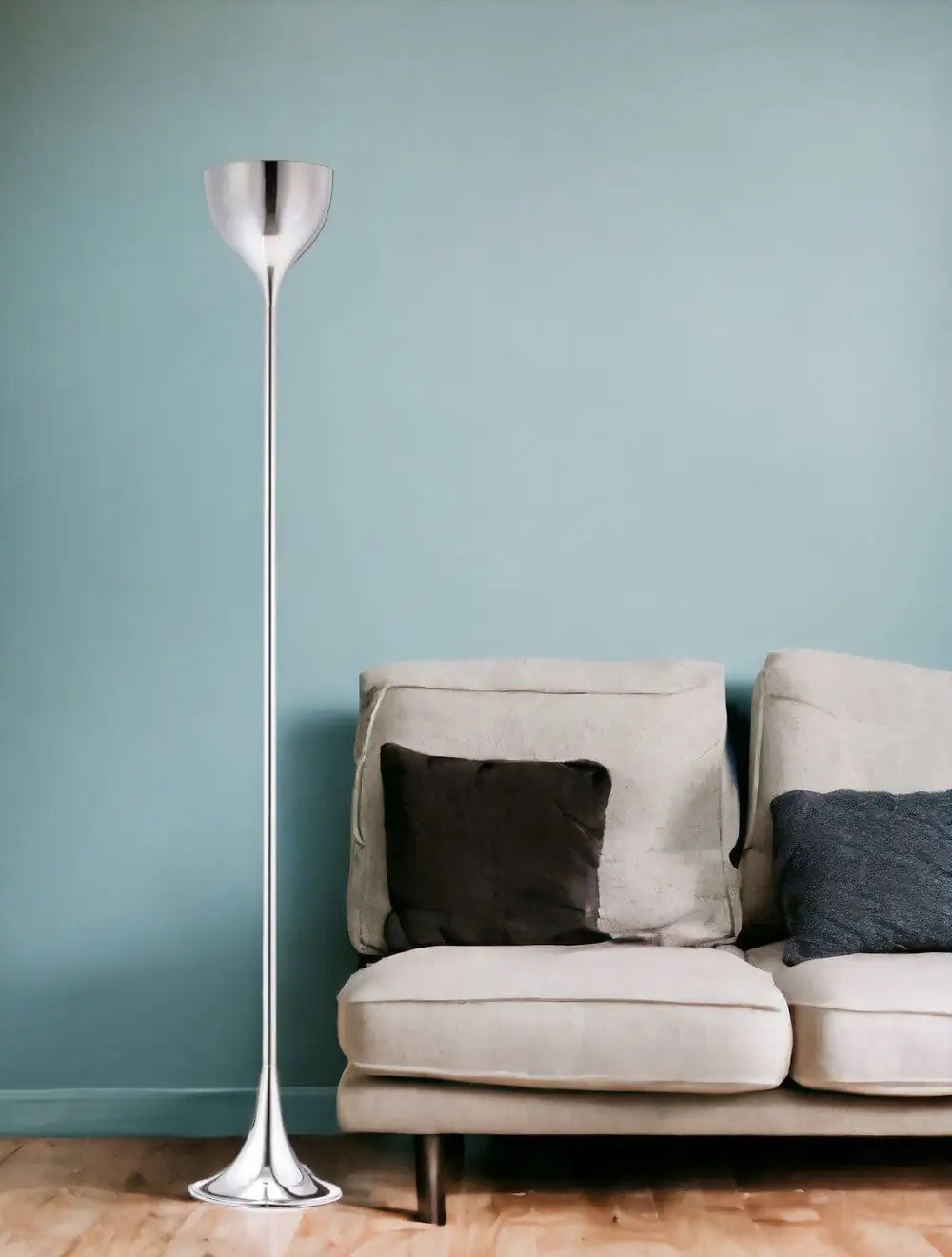 67" Steel Floor Lamp With Silver Steel Bell Shade - Homeroots - Flyclothing LLC