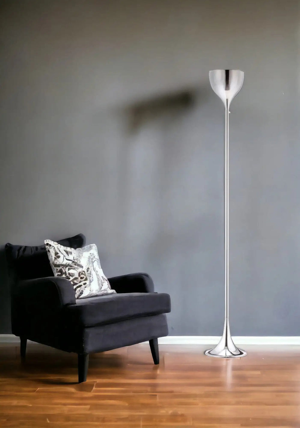 67" Steel Floor Lamp With Silver Steel Bell Shade - Homeroots - Flyclothing LLC
