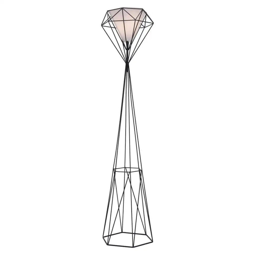 63" Black Geometric Floor Lamp With White Frosted Glass Hexagon Shade - Homeroots - Flyclothing LLC