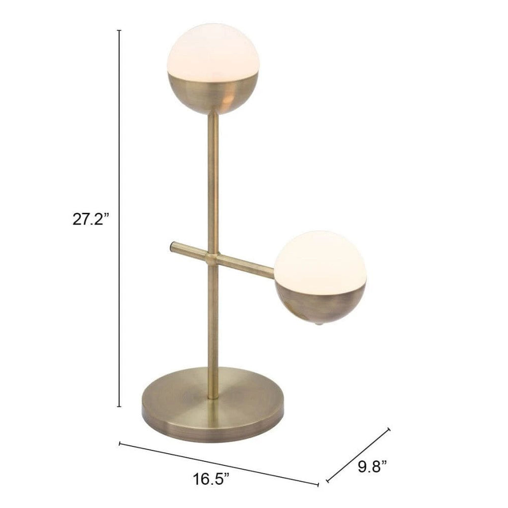 69" Brass Metal Bedside Table Lamp With Off White Globe Shade - Homeroots