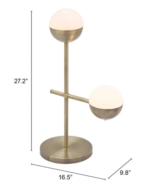 69" Brass Metal Bedside Table Lamp With Off White Globe Shade - Homeroots