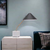 52" White Metal Bedside Table Lamp With Black Cone Shade - Homeroots