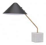 52" White Metal Bedside Table Lamp With Black Cone Shade - Homeroots
