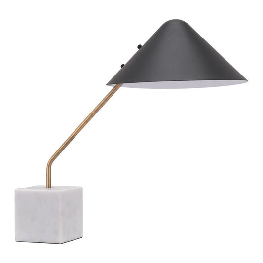 52" White Metal Bedside Table Lamp With Black Cone Shade - Homeroots