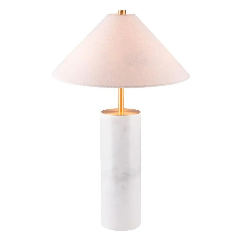 55" White Metal Bedside Table Lamp With Beige Empire Shade - Homeroots
