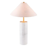 55" White Metal Bedside Table Lamp With Beige Empire Shade - Homeroots
