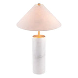 55" White Metal Bedside Table Lamp With Beige Empire Shade - Homeroots