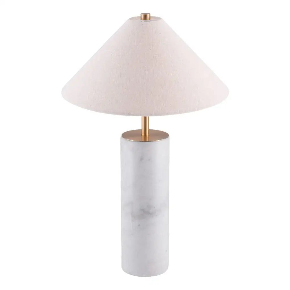 55" White Metal Bedside Table Lamp With Beige Empire Shade - Homeroots
