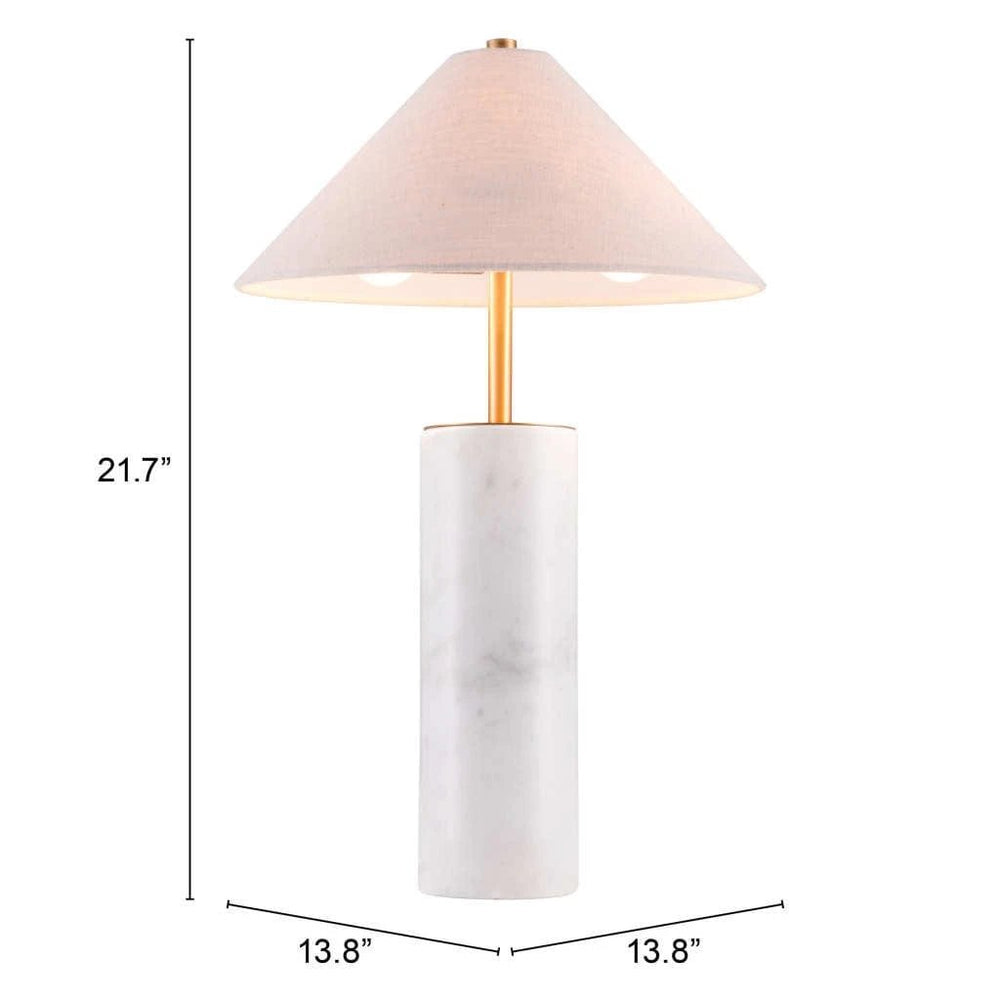 55" White Metal Bedside Table Lamp With Beige Empire Shade - Homeroots