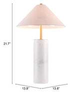 55" White Metal Bedside Table Lamp With Beige Empire Shade - Homeroots