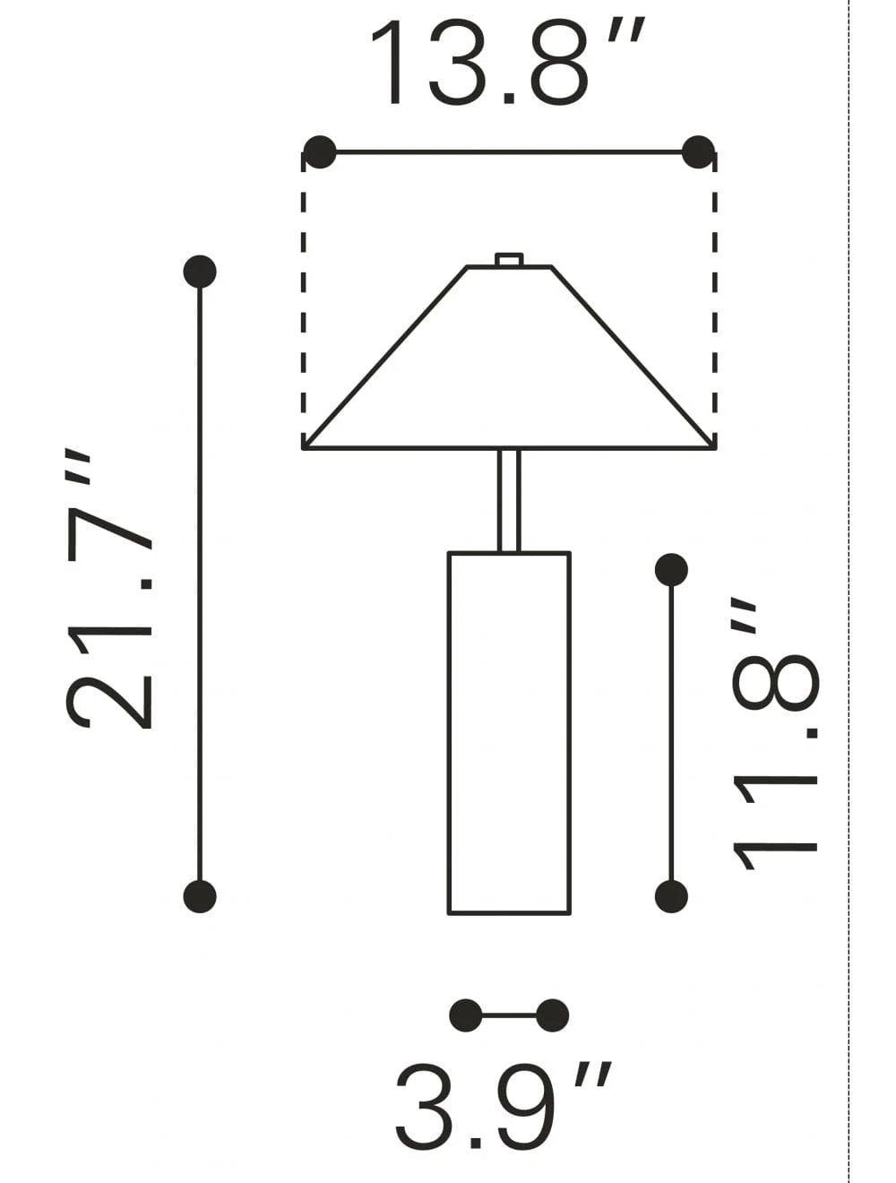 55" White Metal Bedside Table Lamp With Beige Empire Shade - Homeroots