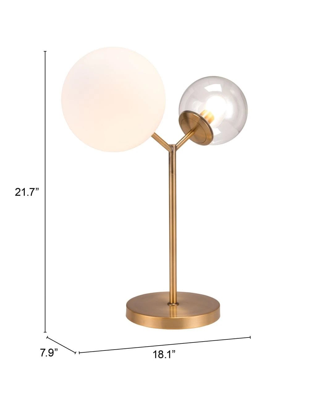 56" Copper Metal Bedside Table Lamp With Clear Globe Shade - Homeroots