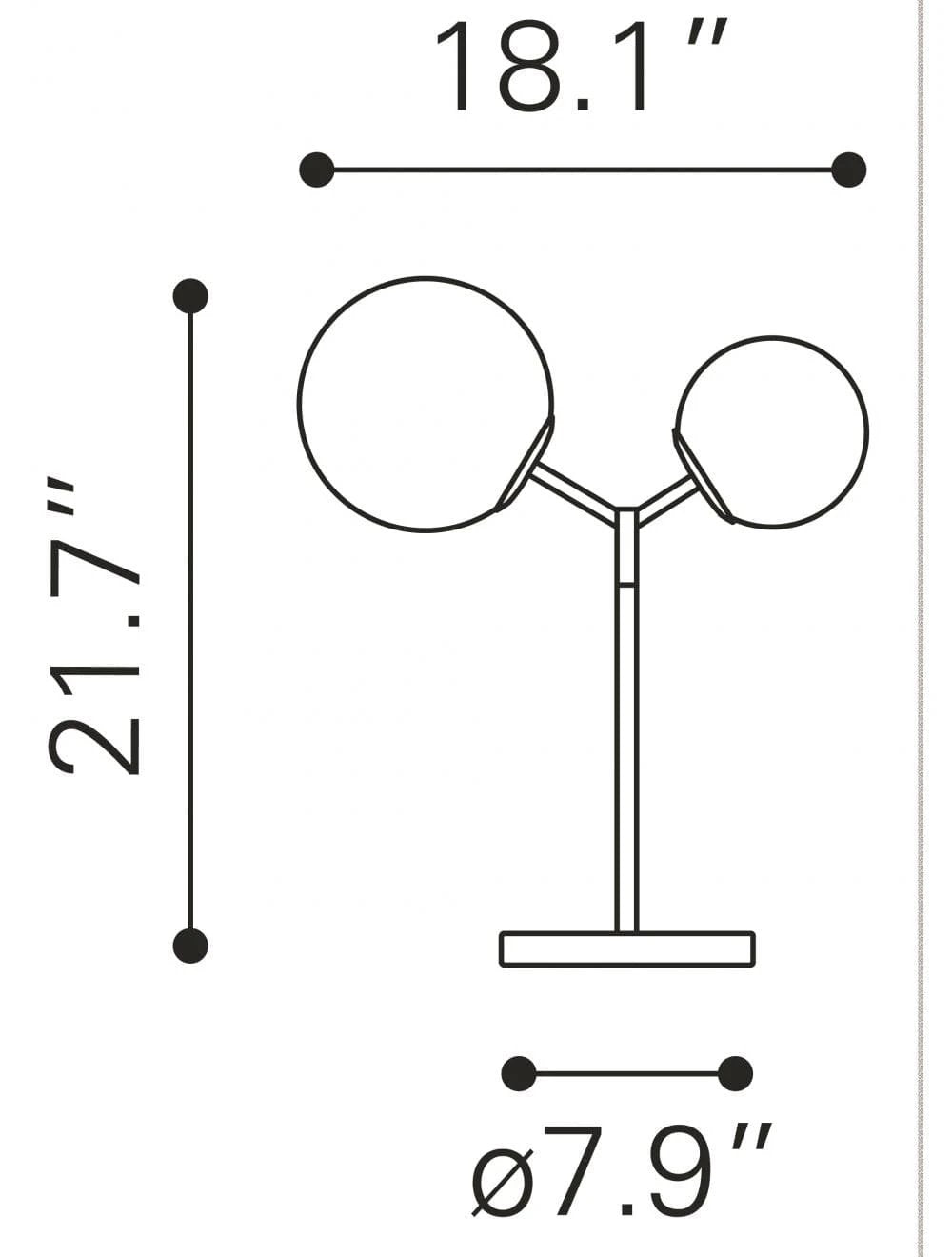 56" Copper Metal Bedside Table Lamp With Clear Globe Shade - Homeroots