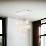 White Shaded Nine Light Metal Dimmable Ceiling Light - Homeroots - Flyclothing LLC