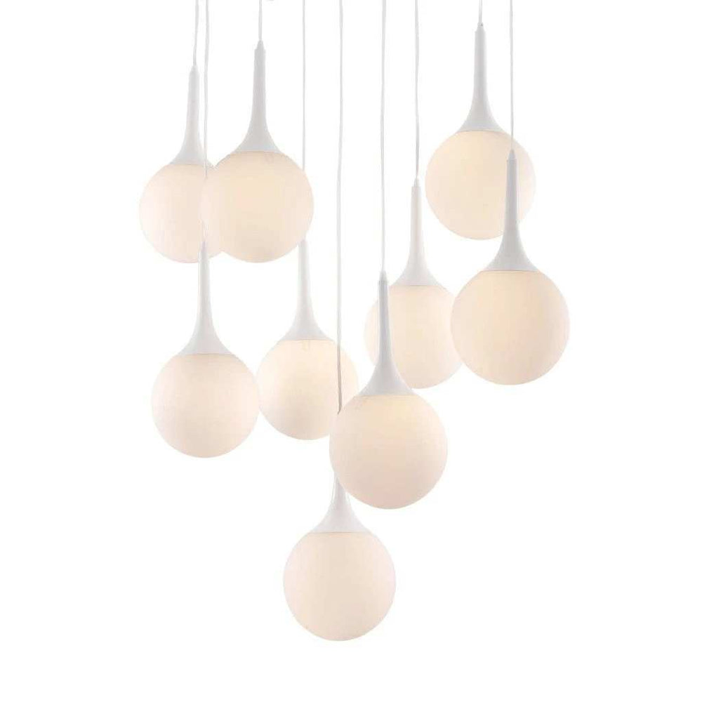 White Shaded Nine Light Metal Dimmable Ceiling Light - Homeroots - Flyclothing LLC