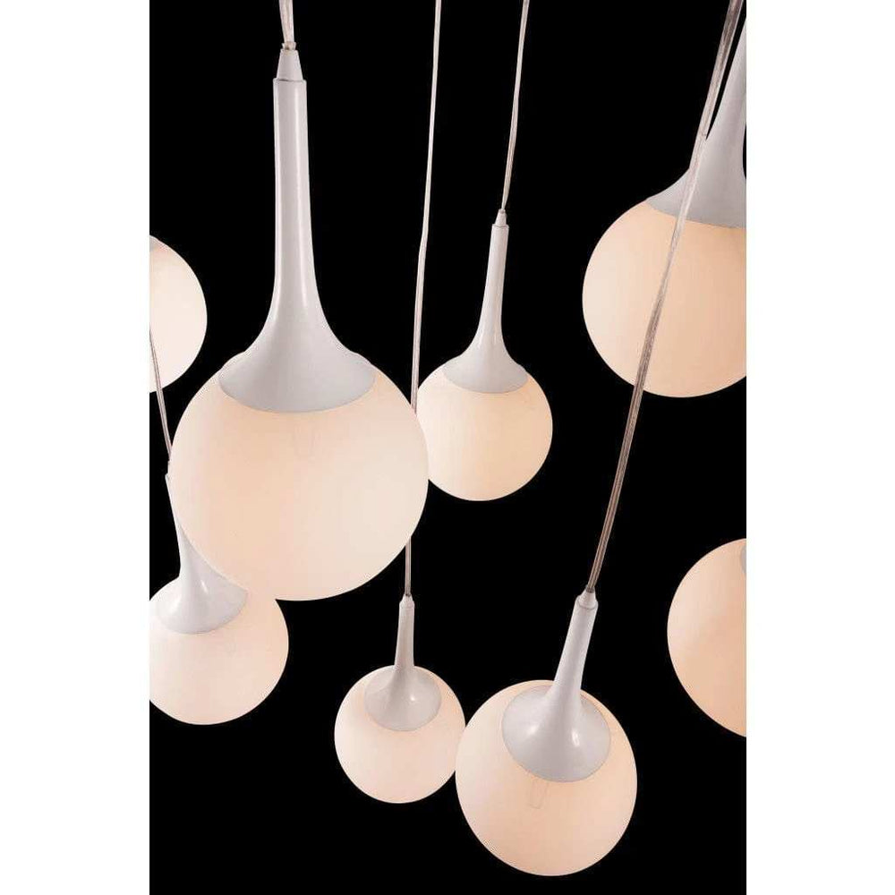 White Shaded Nine Light Metal Dimmable Ceiling Light - Homeroots - Flyclothing LLC