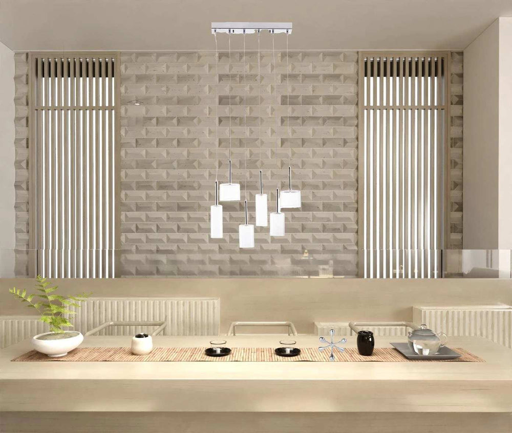 Silver Kitchen Island Six Light Metal LED Ceiling Light With Shades - Homeroots - Flyclothing LLC