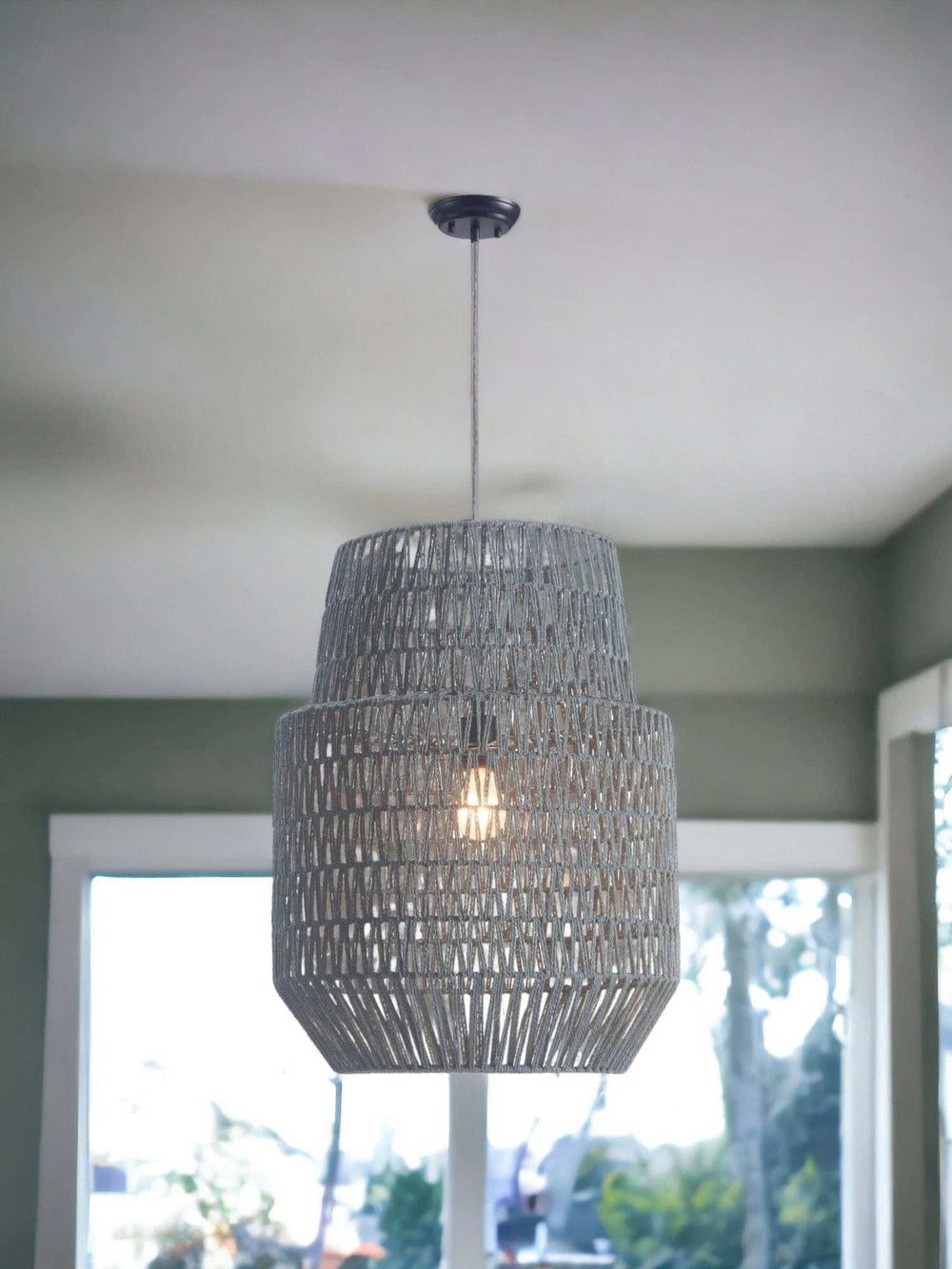 Gray Night Sky Zig Zag Ceiling Lamp - Homeroots - Flyclothing LLC