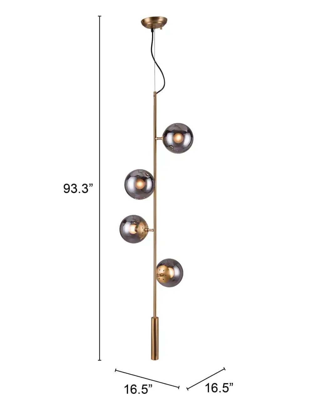 Gold Shaded Four Light Metal Dimmable Ceiling Light With Clear Shades - Homeroots - Flyclothing LLC