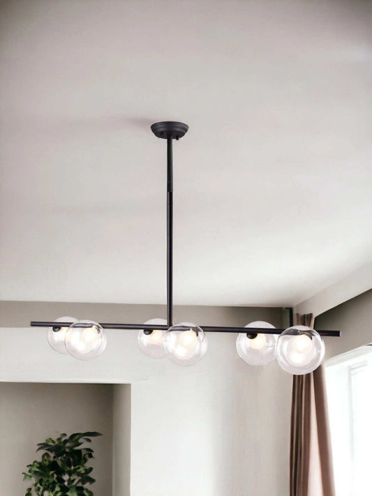 Black Kitchen Island Six Light Metal Ceiling Light - Homeroots - Flyclothing LLC