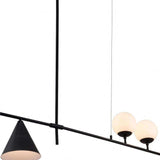 Black and White Kitchen Island Three Light Metal Ceiling Light With Black and White Shades - Homeroots - Flyclothing LLC