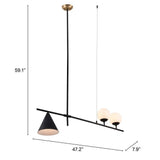 Black and White Kitchen Island Three Light Metal Ceiling Light With Black and White Shades - Homeroots - Flyclothing LLC