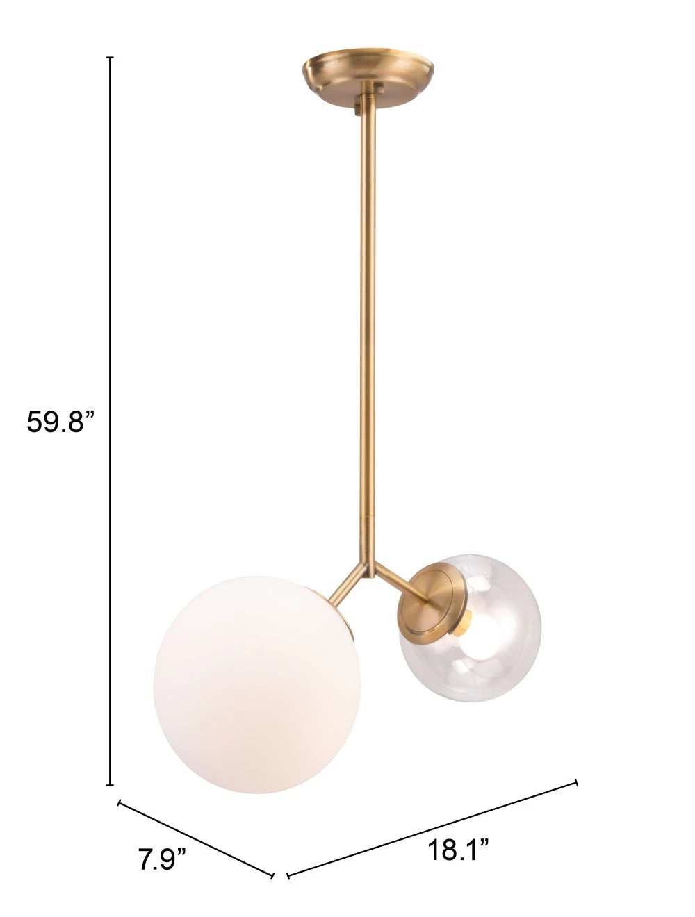 Gold Shaded Two Light Metal Dimmable Ceiling Light With White Shades - Homeroots - Flyclothing LLC