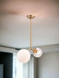 Gold Shaded Two Light Metal Dimmable Ceiling Light With White Shades - Homeroots - Flyclothing LLC
