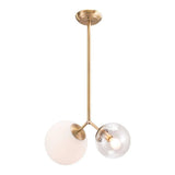 Gold Shaded Two Light Metal Dimmable Ceiling Light With White Shades - Homeroots - Flyclothing LLC