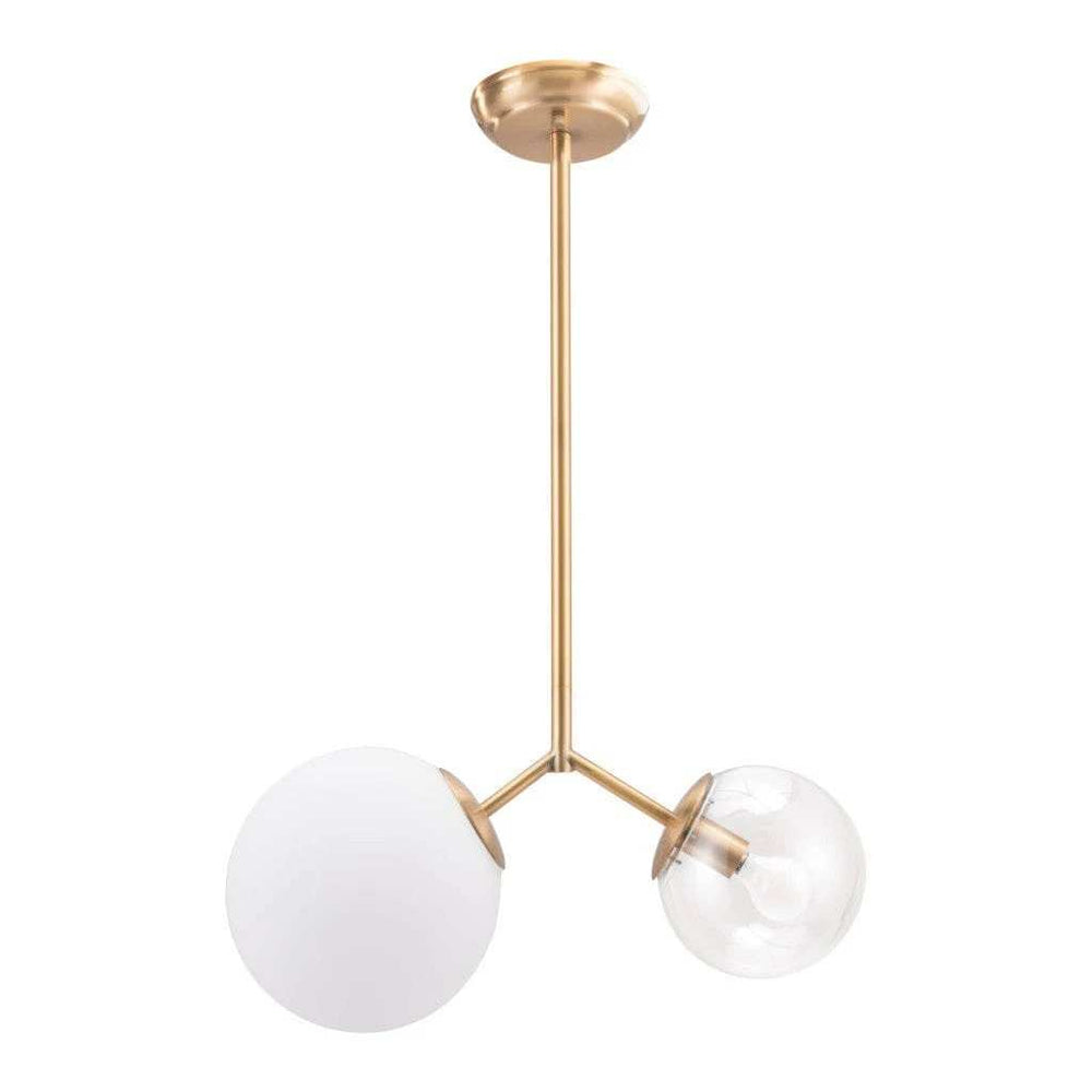 Gold Shaded Two Light Metal Dimmable Ceiling Light With White Shades - Homeroots - Flyclothing LLC