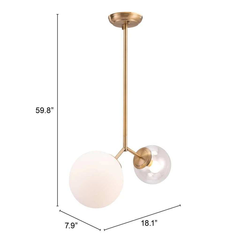 Gold Shaded Two Light Metal Dimmable Ceiling Light With White Shades - Homeroots - Flyclothing LLC