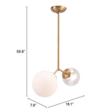 Gold Shaded Two Light Metal Dimmable Ceiling Light With White Shades - Homeroots - Flyclothing LLC