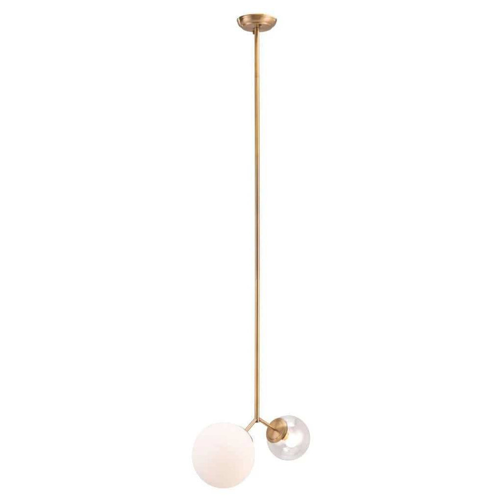 Gold Shaded Two Light Metal Dimmable Ceiling Light With White Shades - Homeroots - Flyclothing LLC