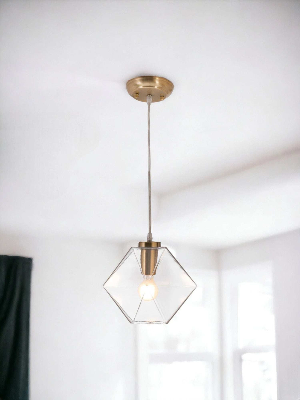 Gold Lantern Plastic Dimmable Ceiling Light With Clear Shades - Homeroots - Flyclothing LLC