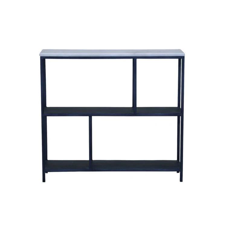 30" Black and White Iron Three Tier Geometric Bookcase - Homeroots - Flyclothing LLC