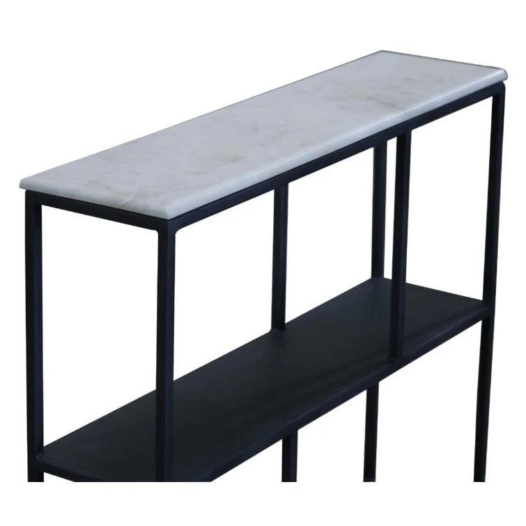 30" Black and White Iron Three Tier Geometric Bookcase - Homeroots - Flyclothing LLC