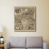 Vintage 1598 Map Of The Americas Unframed Print Wall Art - Homeroots - Flyclothing LLC