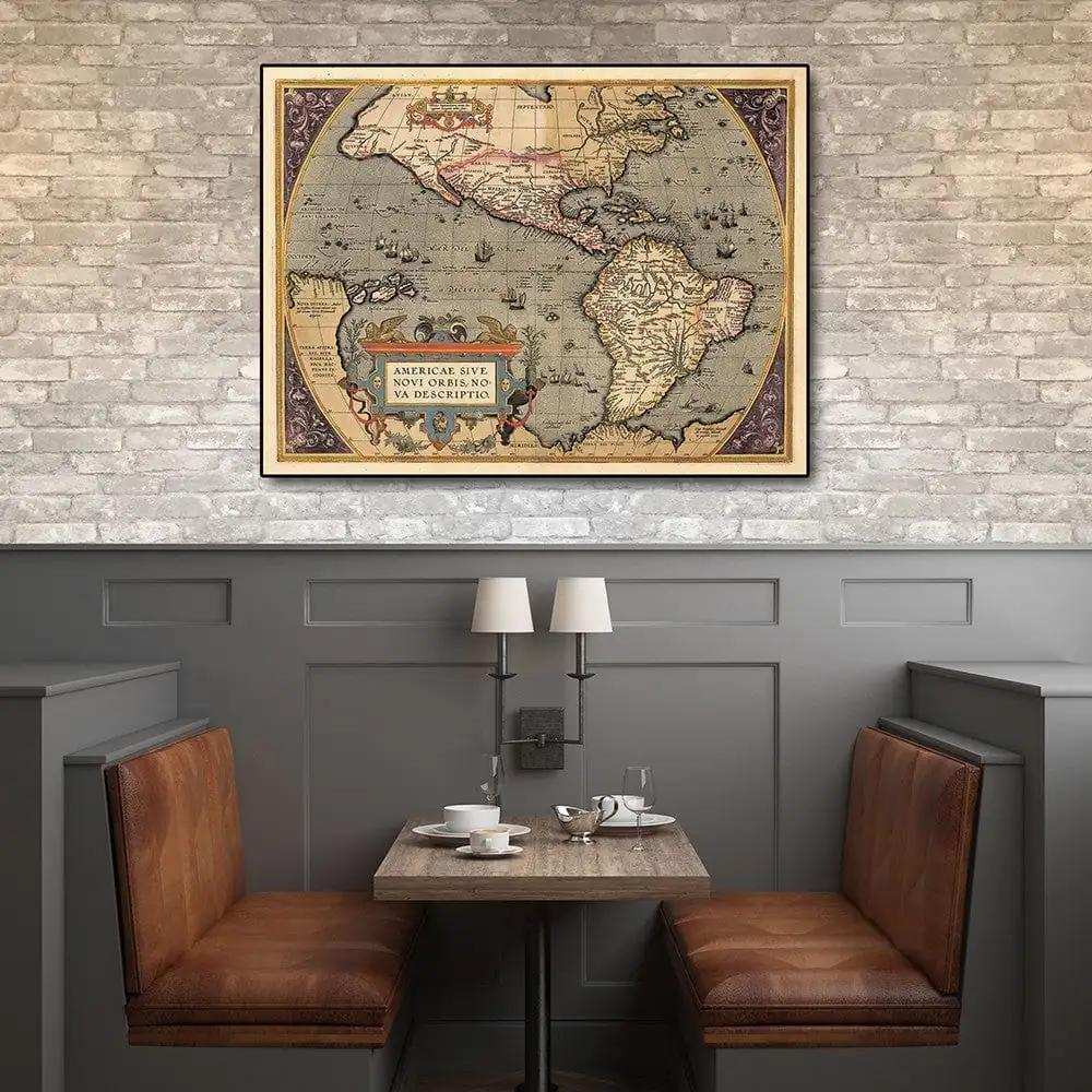 Vintage 1598 Map Of The Americas Unframed Print Wall Art - Homeroots - Flyclothing LLC