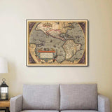 Vintage 1598 Map Of The Americas Unframed Print Wall Art - Homeroots - Flyclothing LLC