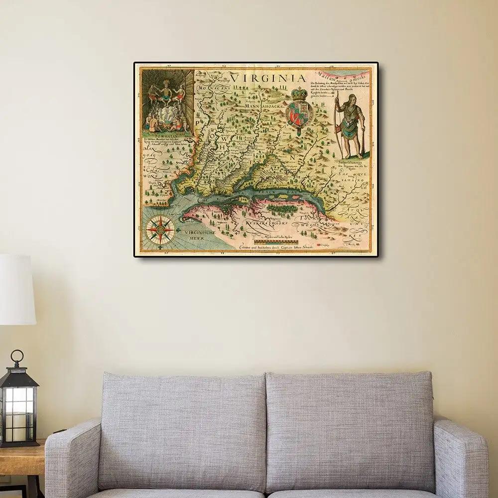 24" X 32" Map Of Virginia C1627 Vintage Poster Wall Art - Homeroots - Flyclothing LLC