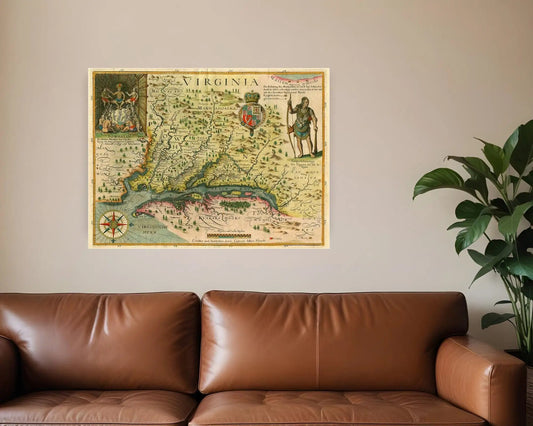 24" X 32" Map Of Virginia C1627 Vintage  Poster Wall Art - Homeroots