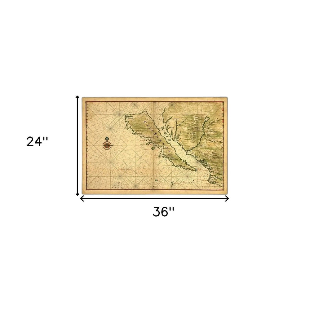 24" X 36" California As An Island C1650 Vintage Map Wall Art - Homeroots - Flyclothing LLC