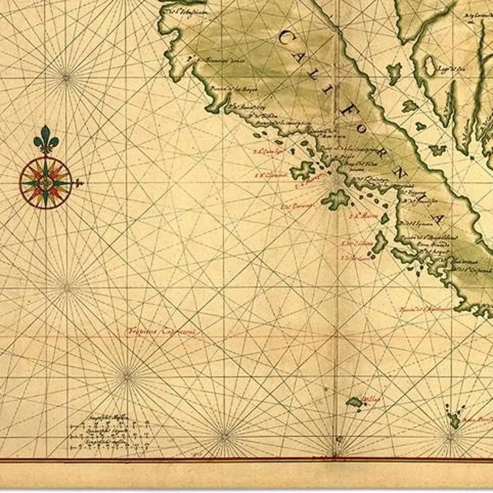 24" X 36" California As An Island C1650 Vintage Map Wall Art - Homeroots - Flyclothing LLC